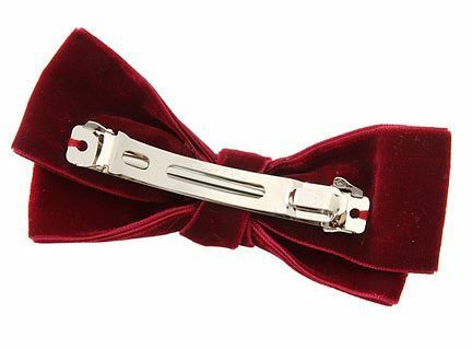 Velvet bow hair barrette