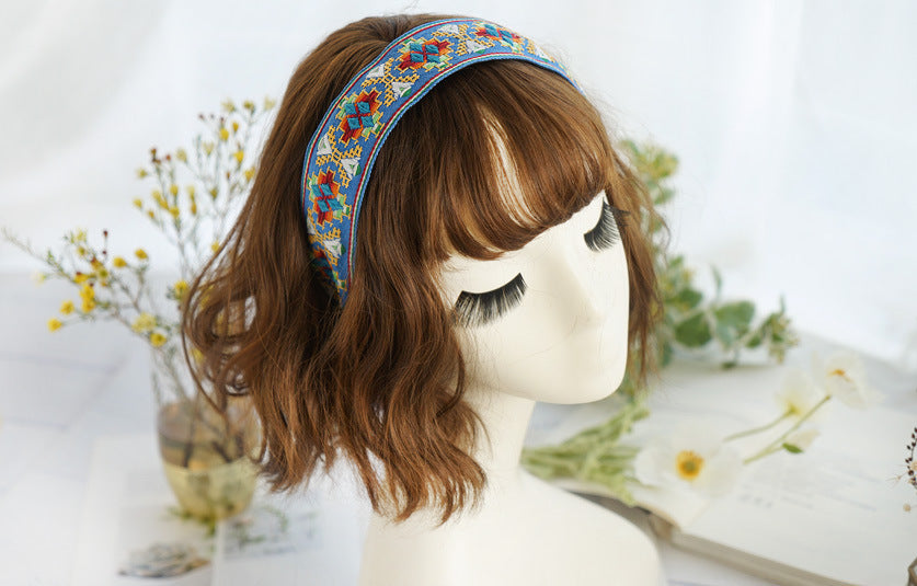 5.2cm-wide bohemian style Embroidered pattern headband
