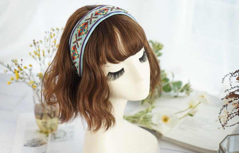 5.2cm-wide bohemian style Embroidered pattern headband
