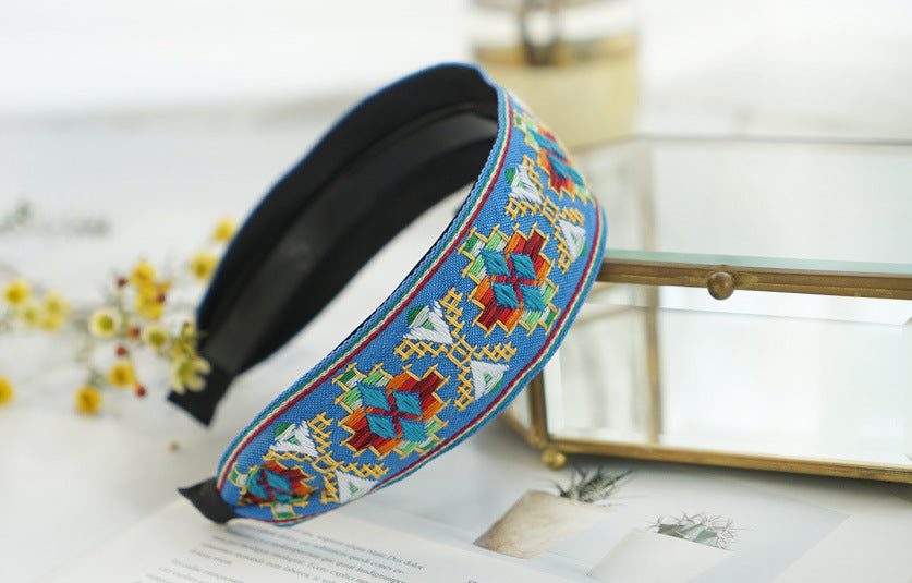 5.2cm-wide bohemian style Embroidered pattern headband