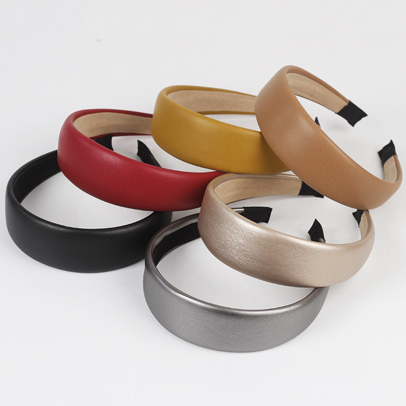 4cm-wide soft leather thinly padded headband