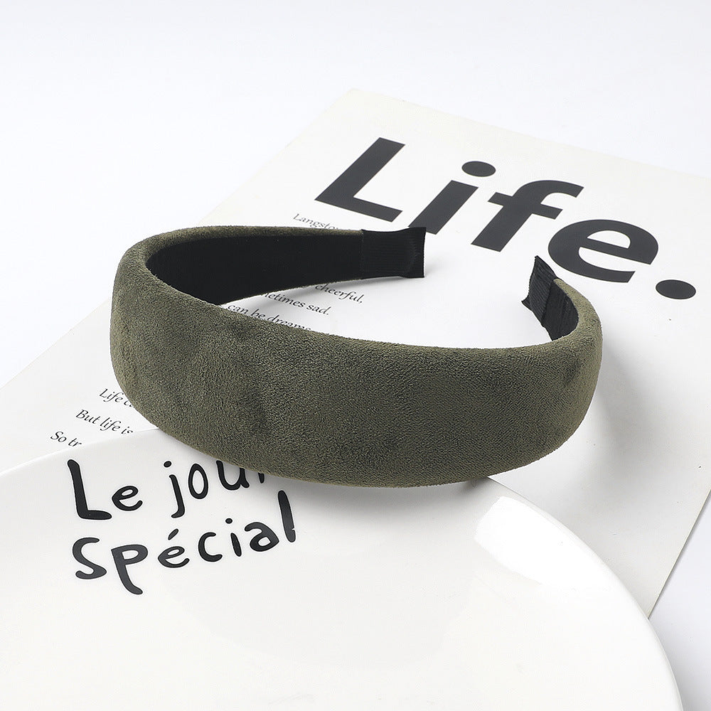 Plain colour soft suede wide headband