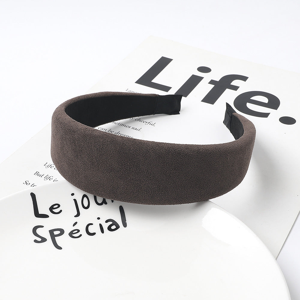 Plain colour soft suede wide headband