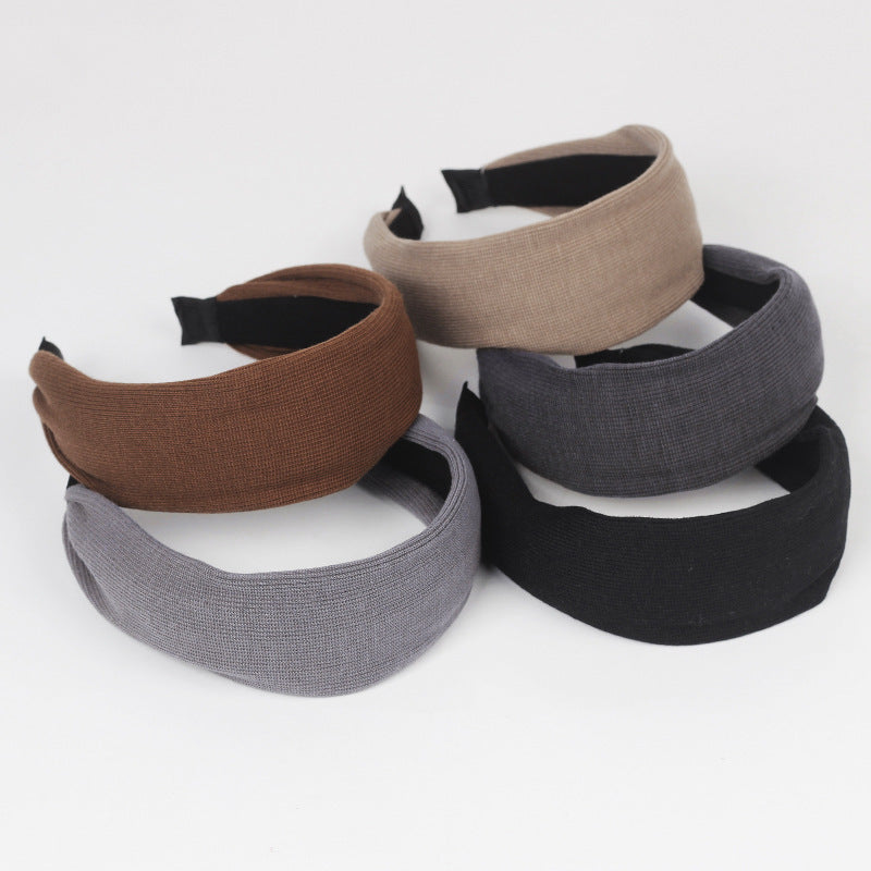 5.5cm-wide plain colours knit fabric headband