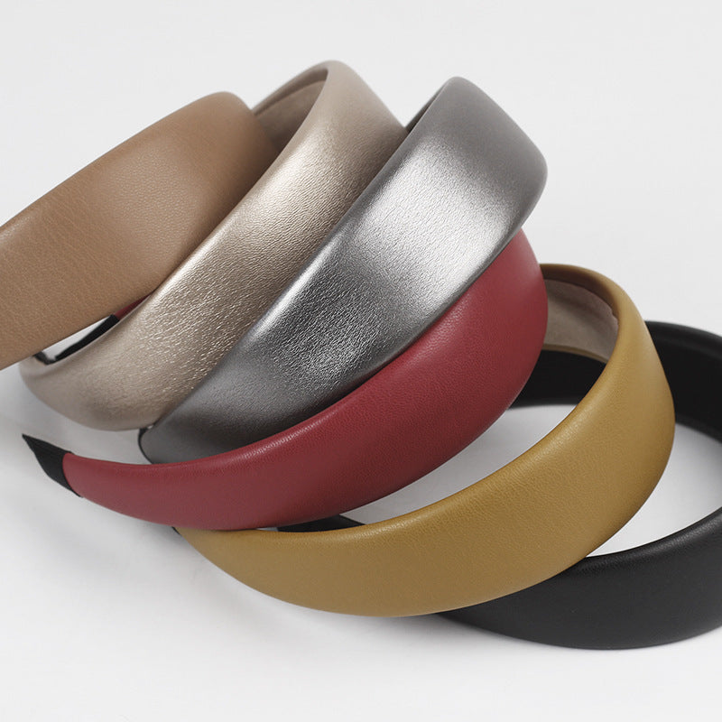 4cm-wide soft leather thinly padded headband