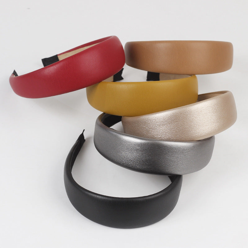 4cm-wide soft leather thinly padded headband