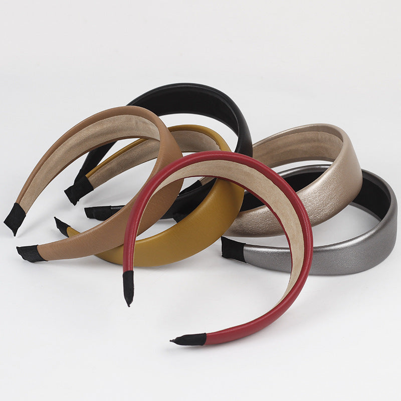4cm-wide soft leather thinly padded headband