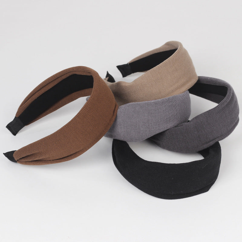 5.5cm-wide plain colours knit fabric headband