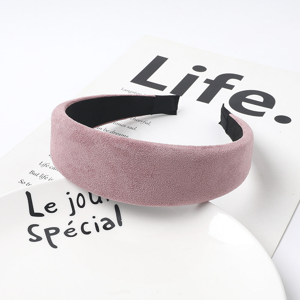 Plain colour soft suede wide headband