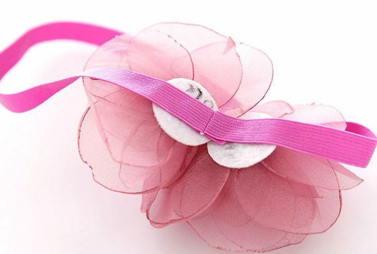 Sheer organza twin flower kids elastic headband