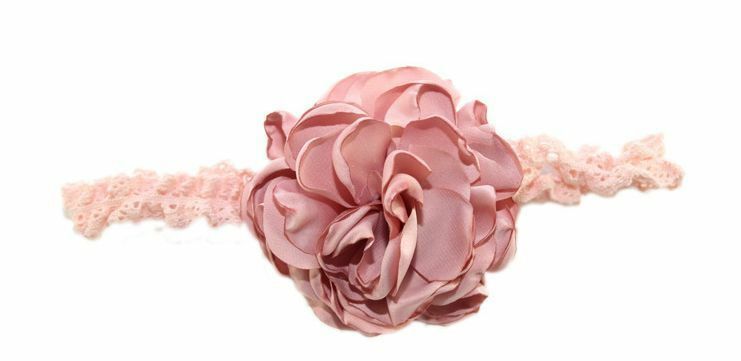 Satin pompom bow lace headband