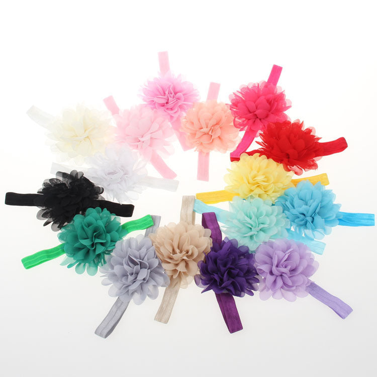 Chiffon large flower elastic headband