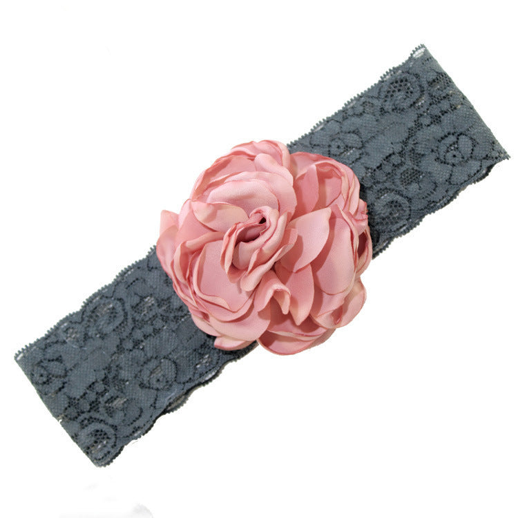 Satin pompom wide lace headband