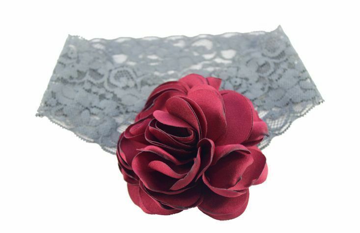 Satin pompom wide lace headband