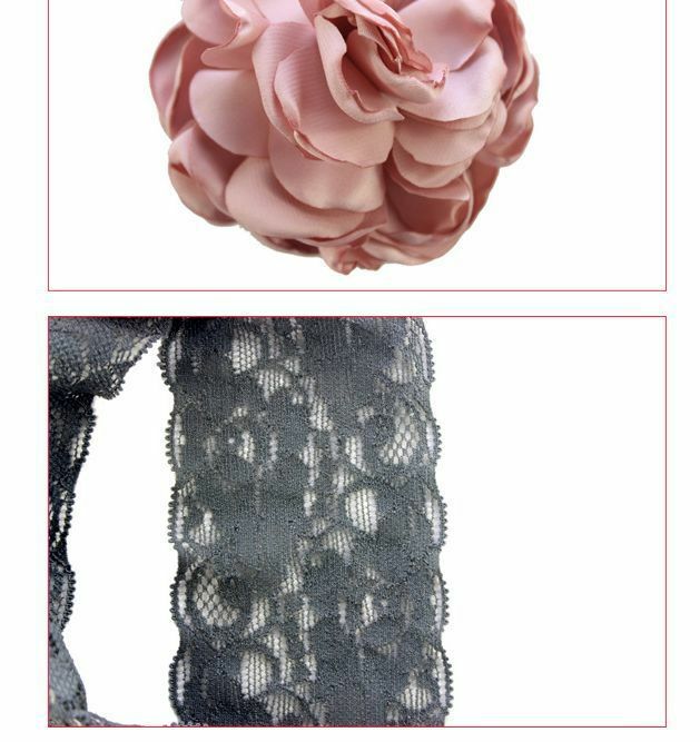 Satin pompom wide lace headband