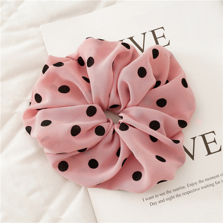 Over-size polka dots chiffon scrunchies