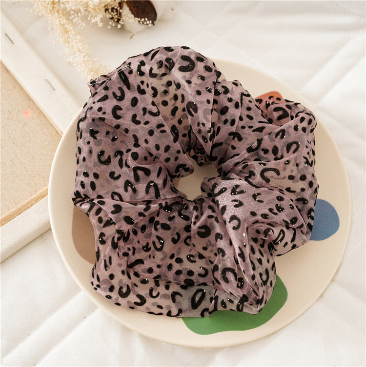 Over-size glitter leopard organza scrunchies