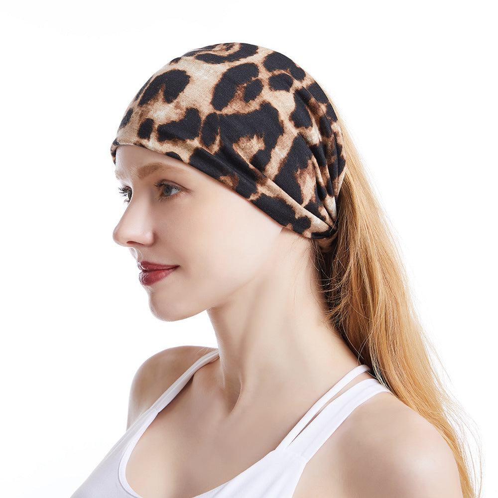 Leopard print 2-way bandanna headband
