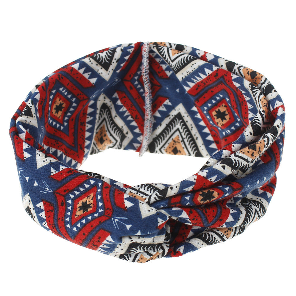 Multicoloured diamond patterned turban headband