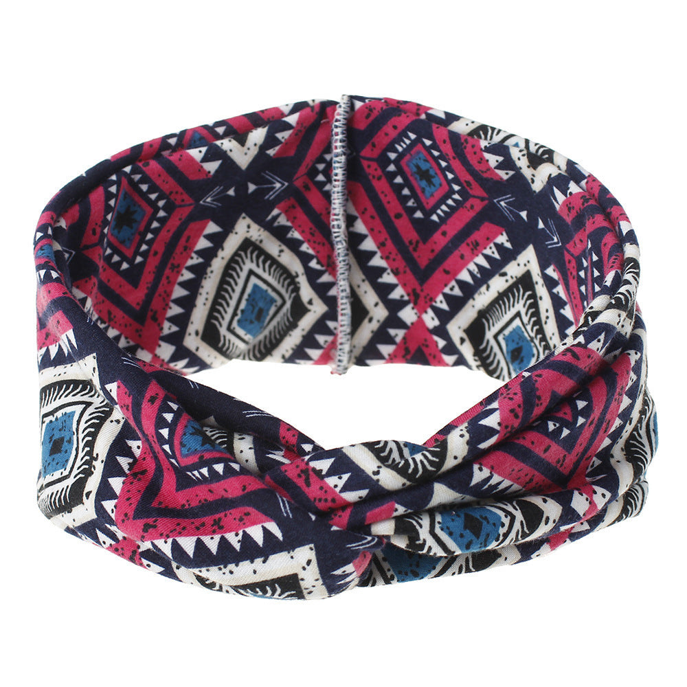 Multicoloured diamond patterned turban headband