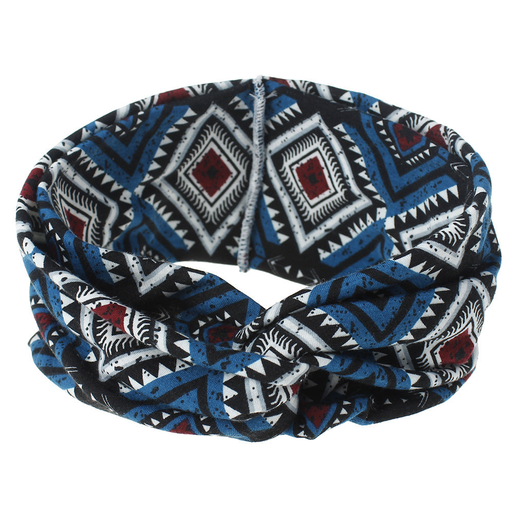 Multicoloured diamond patterned turban headband