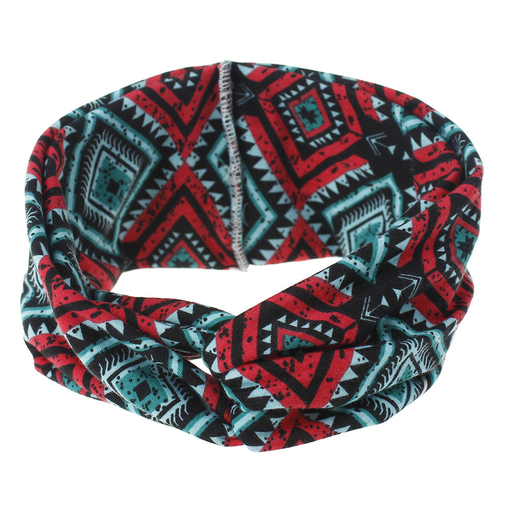 Multicoloured diamond patterned turban headband