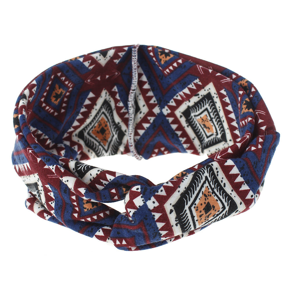 Multicoloured diamond patterned turban headband