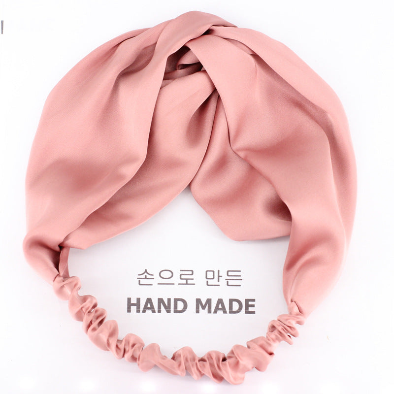 Twist front silky satin elastic headband