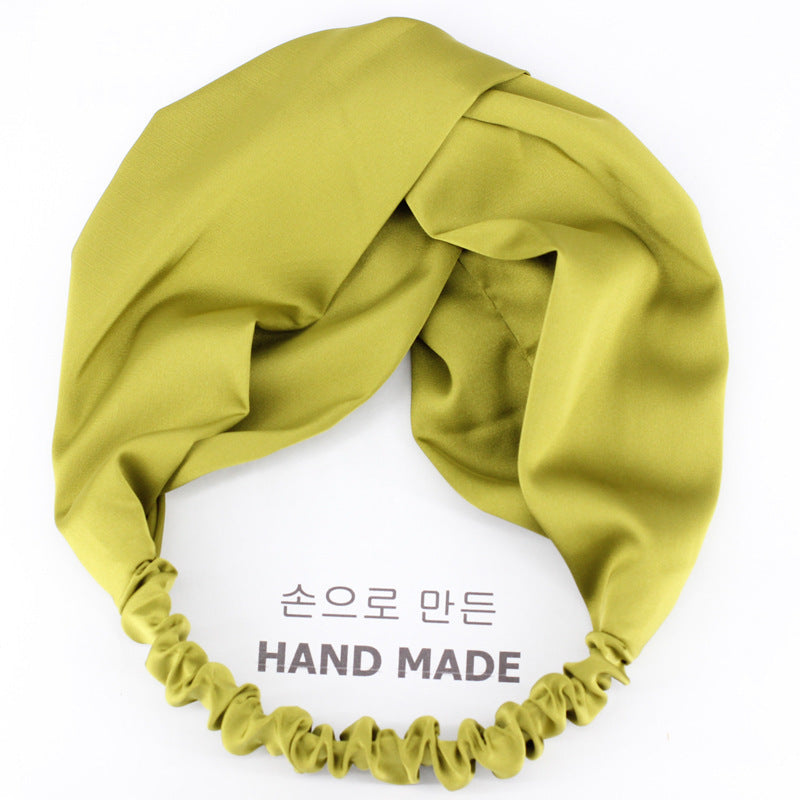 Twist front silky satin elastic headband