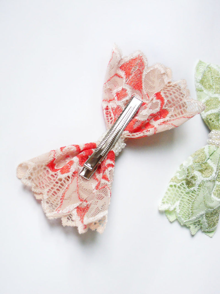 Lace large bow hair slide
