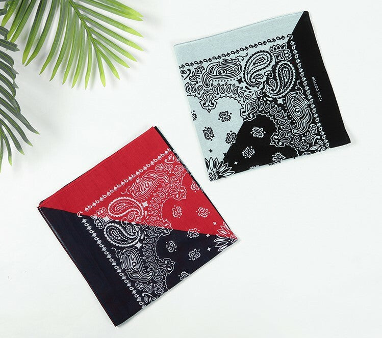 Mixed colour Paisley print square bandanna scarf