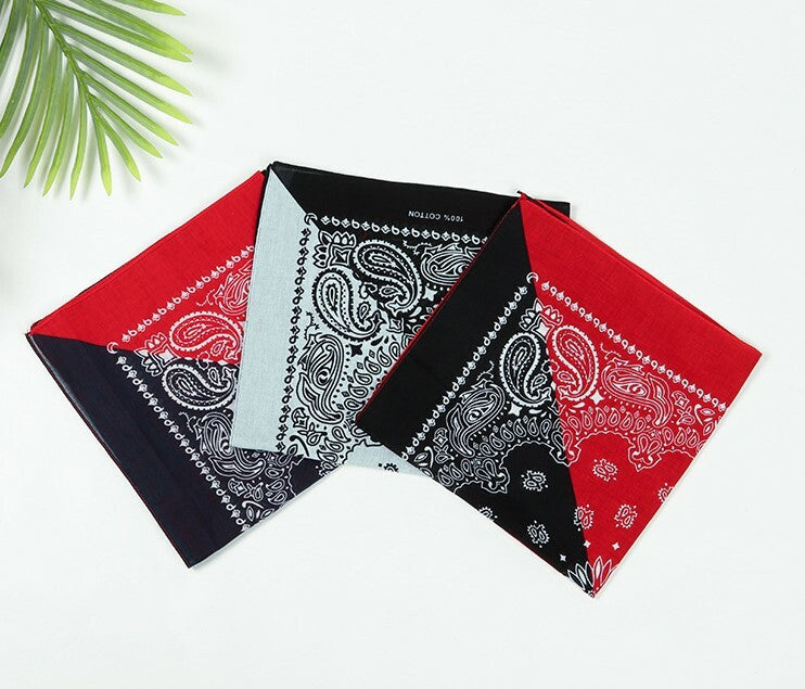Mixed colour Paisley print square bandanna scarf