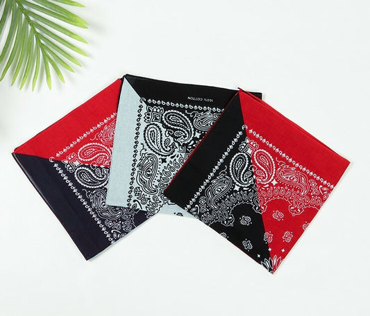 Mixed colour Paisley print square bandanna scarf