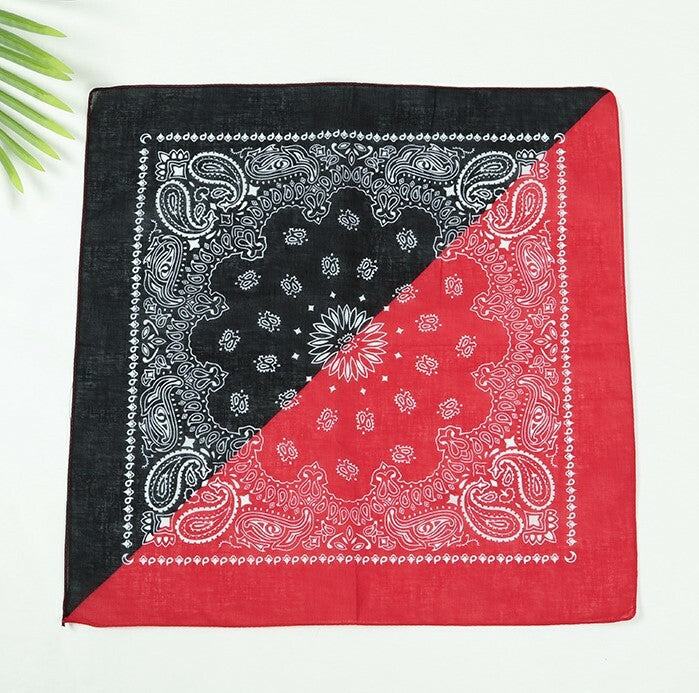 Mixed colour Paisley print square bandanna scarf