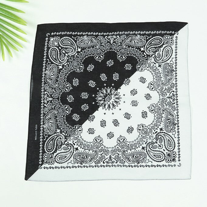 Mixed colour Paisley print square bandanna scarf