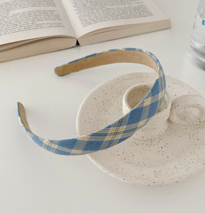 Cotton headband in multi-coloured plaids
