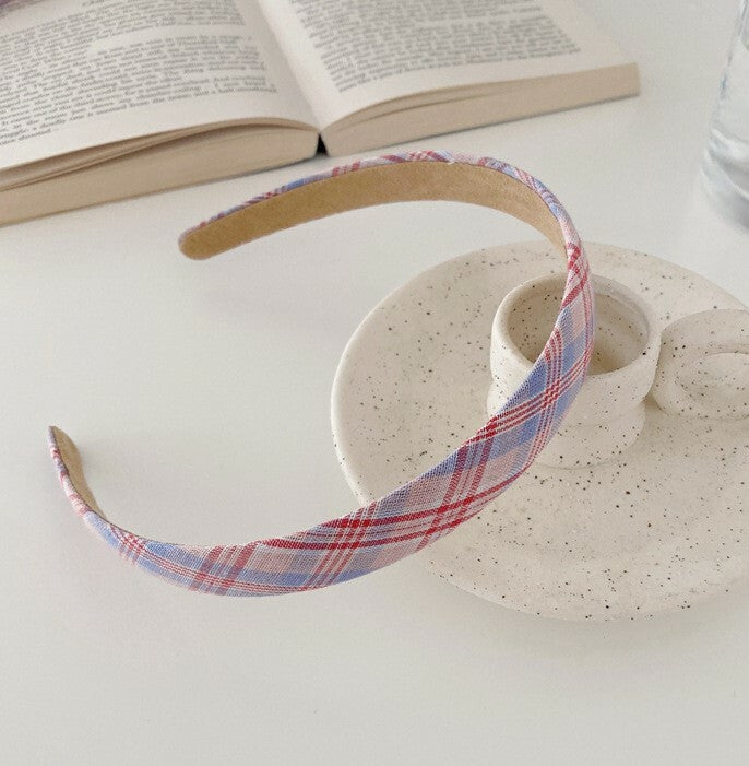 Cotton headband in multi-coloured plaids