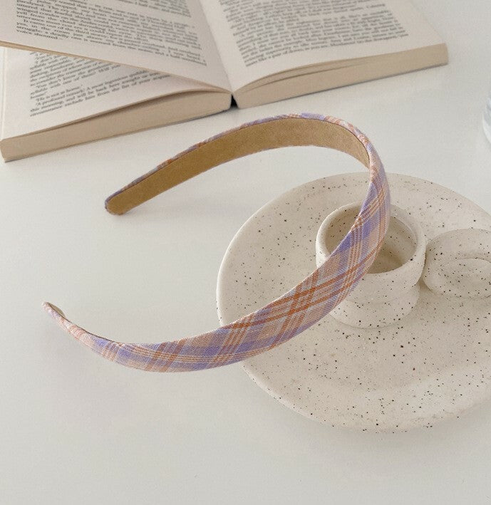 Cotton headband in multi-coloured plaids