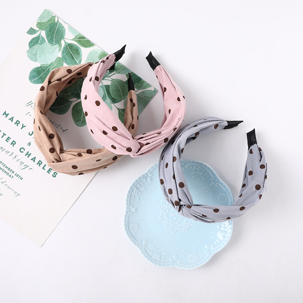 Twist front polka dots headband