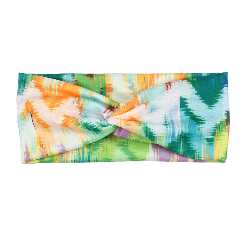 Multi-coloured thin twist front stretchy headband