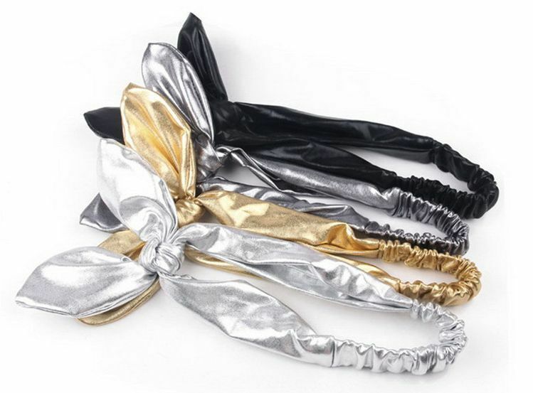 Soft leather bow-knot stretch headband