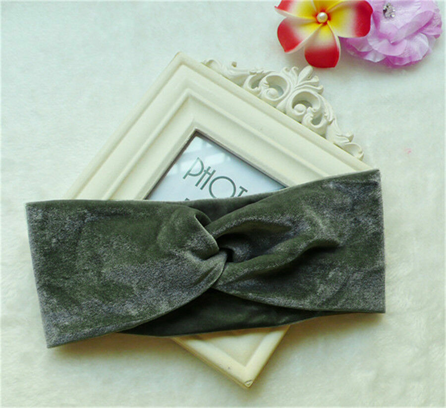 Twist front velvet turban headband