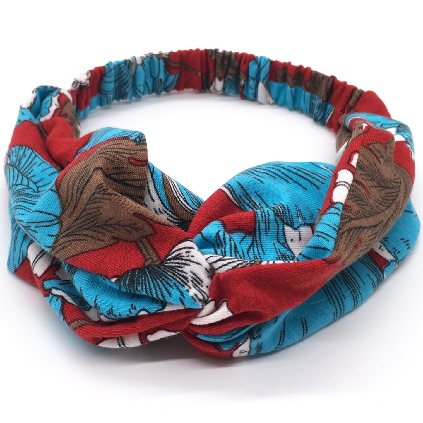 Printed twist front cotton elastic headband