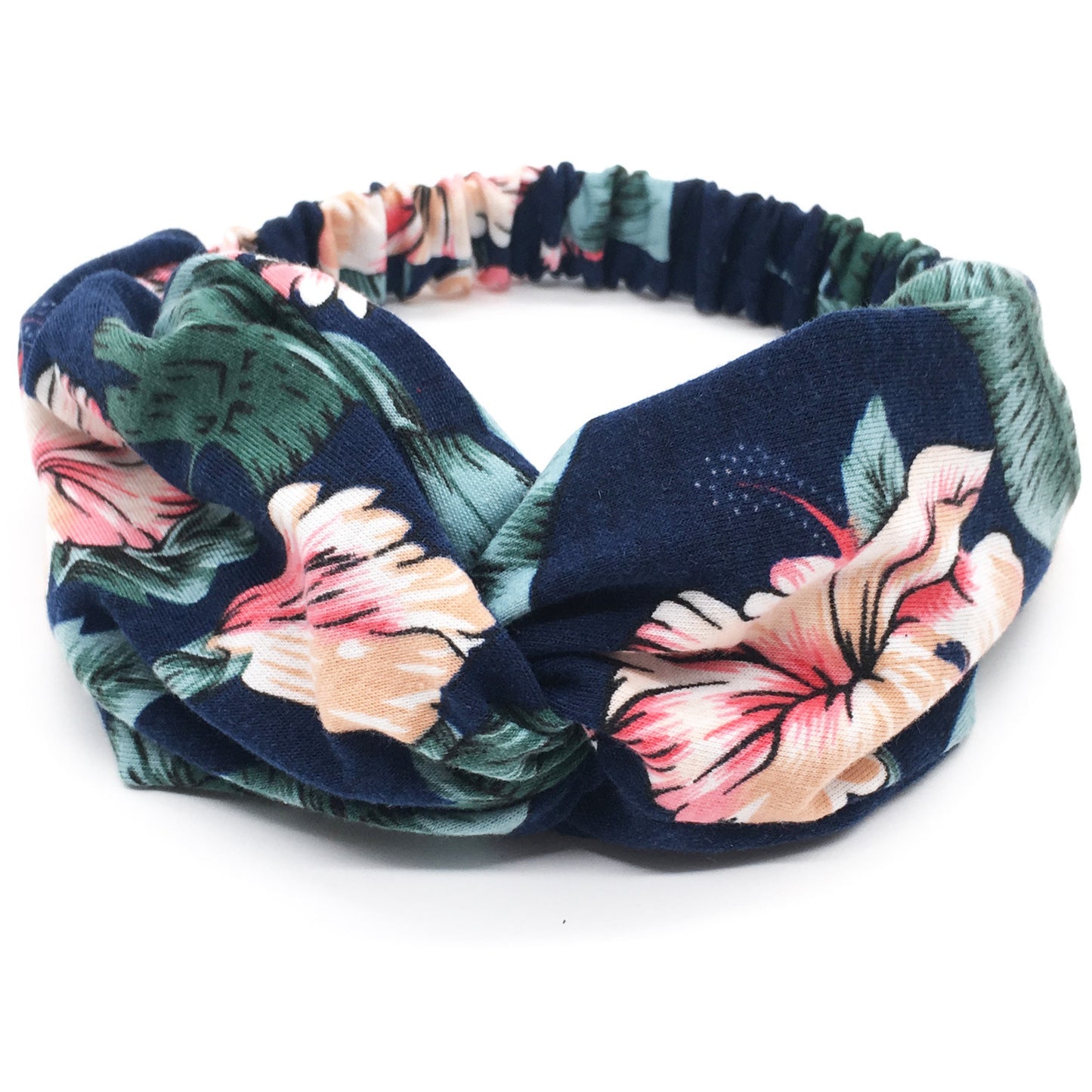Printed twist front cotton elastic headband