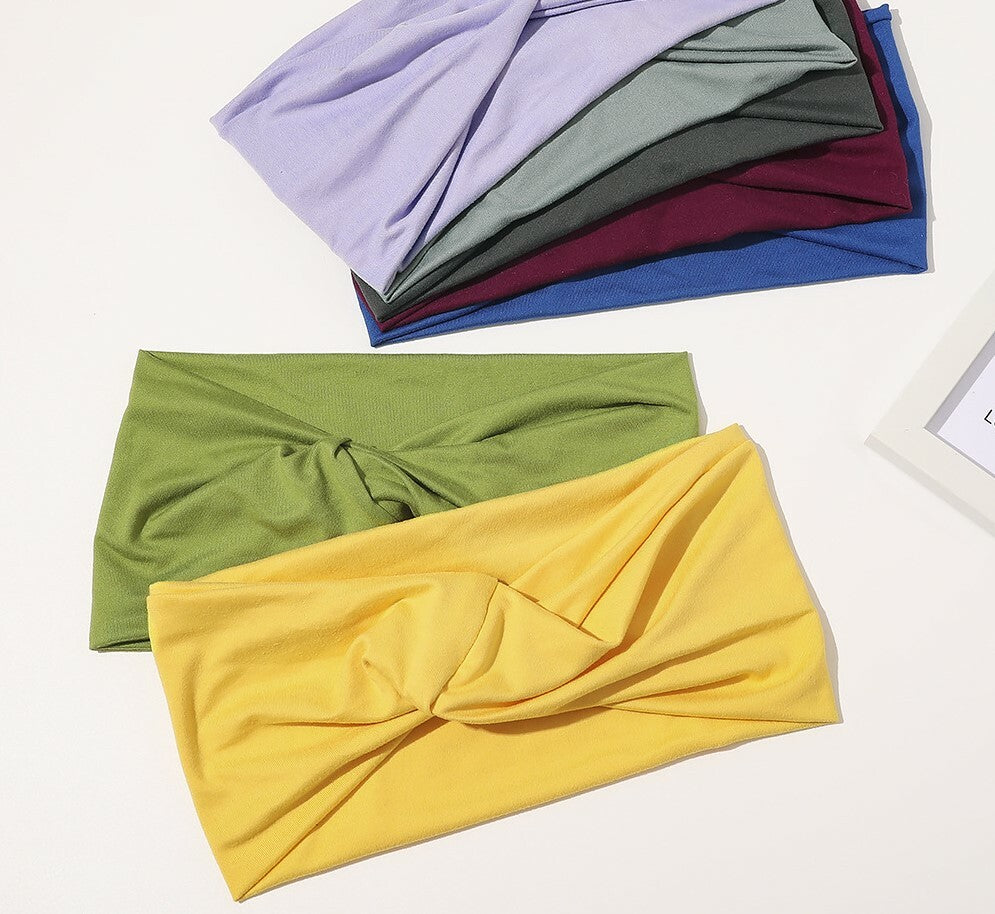 2-way stretchy jersey cotton headband in plain colours