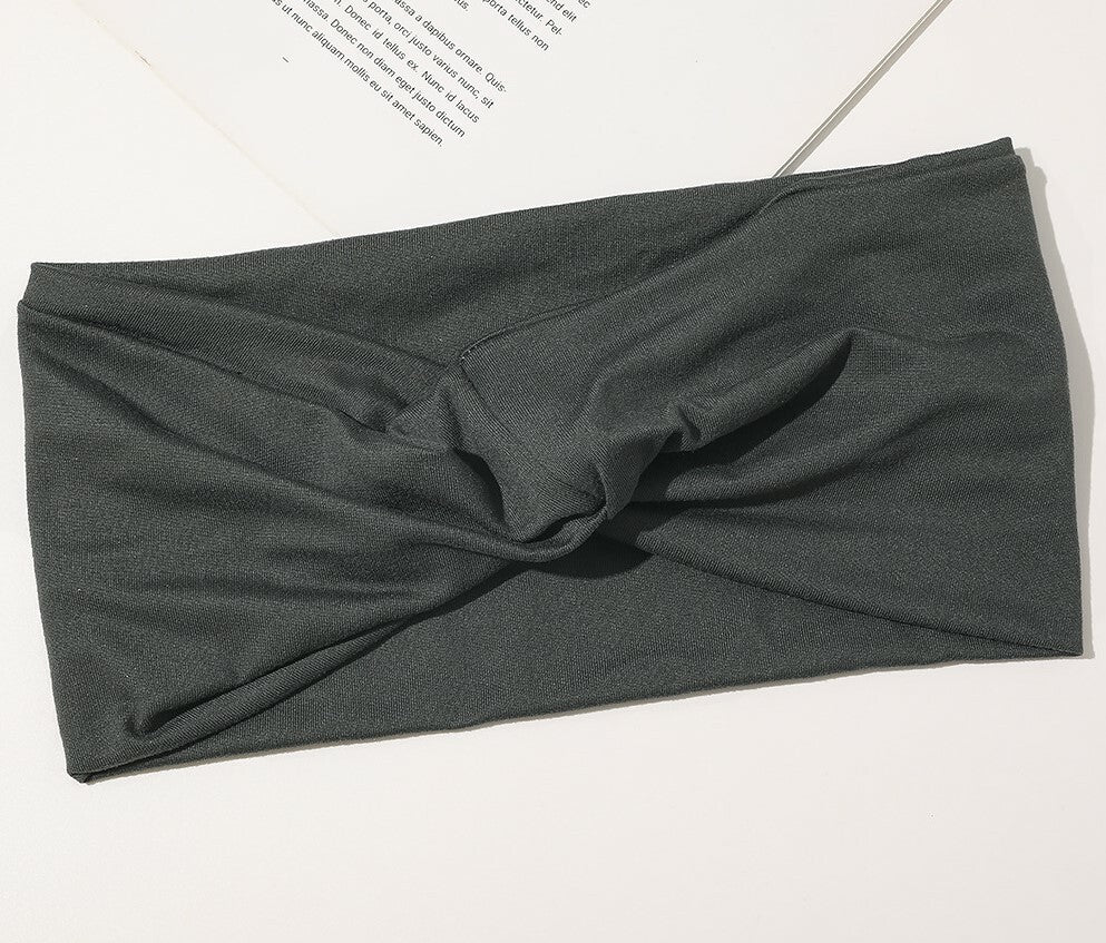 2-way stretchy jersey cotton headband in plain colours