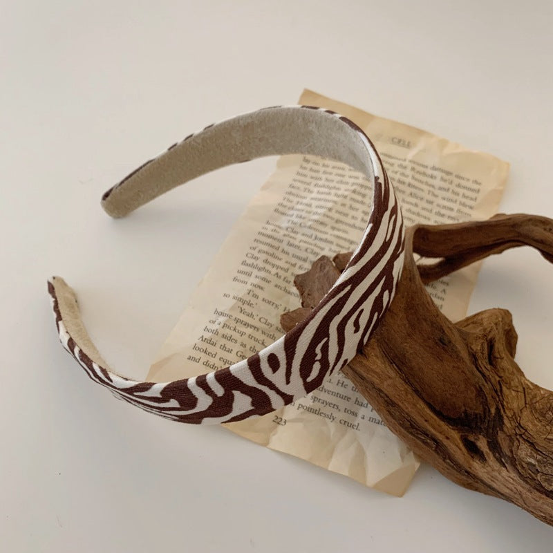 Ribbed cotton headband in zebra stripes