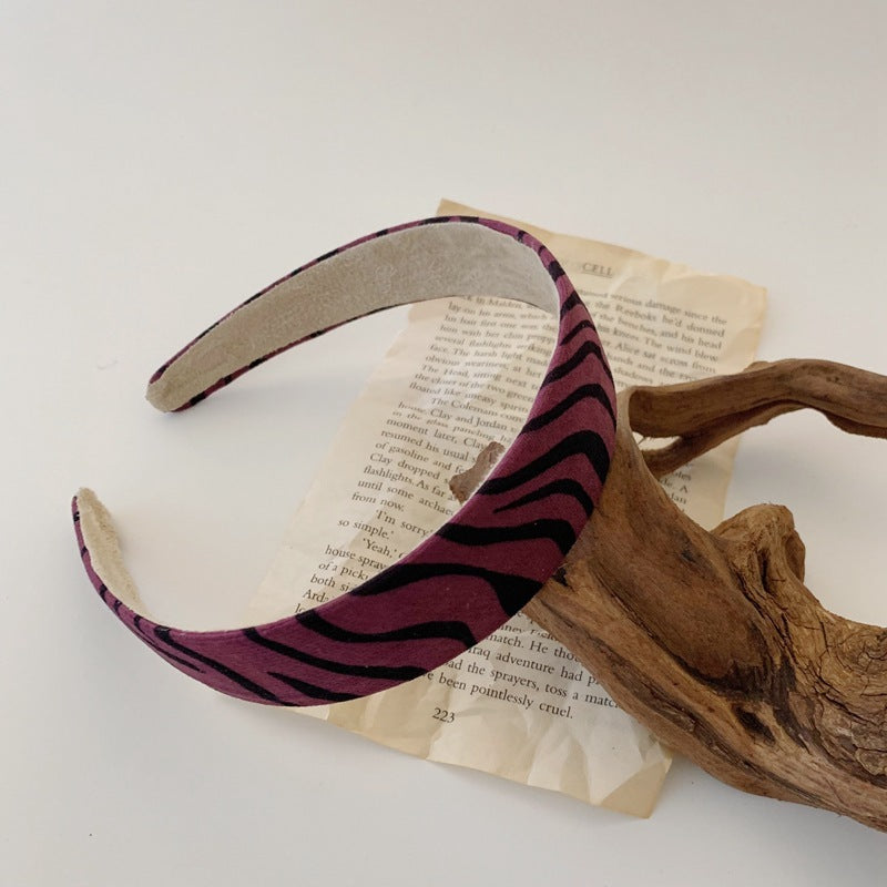 Ribbed cotton headband in zebra stripes