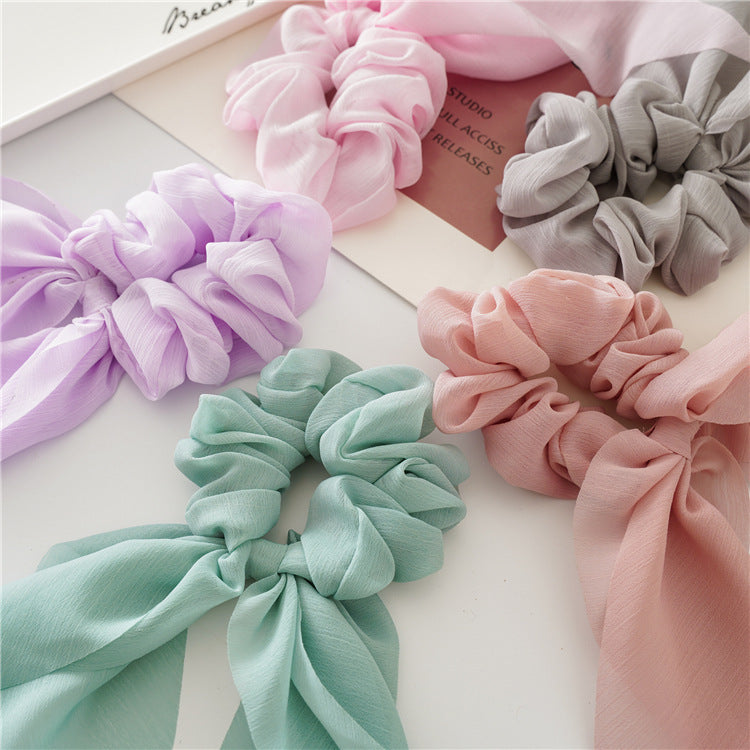 Chiffon plain scrunchies with tail