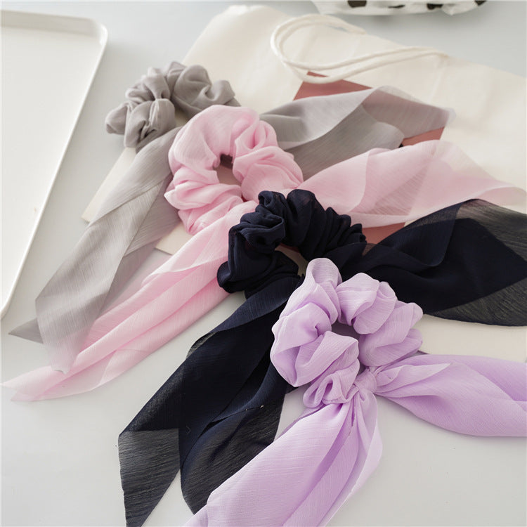 Chiffon plain scrunchies with tail